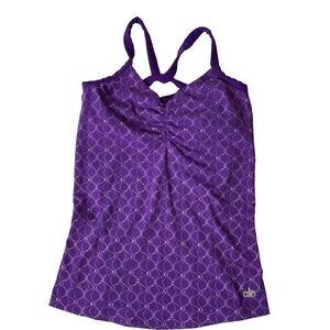 Alo Yoga Cool Fit Purple Athletic Strappy Tank‎ Top Shelf Bra Workout Gym Sports